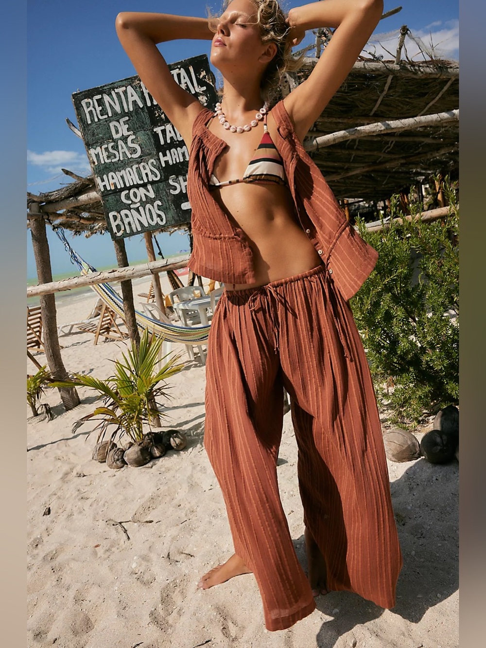 NWT FREE PEOPLE FREE-EST Karla Pant Set | Honey Topaz MSRP $98 Size XS